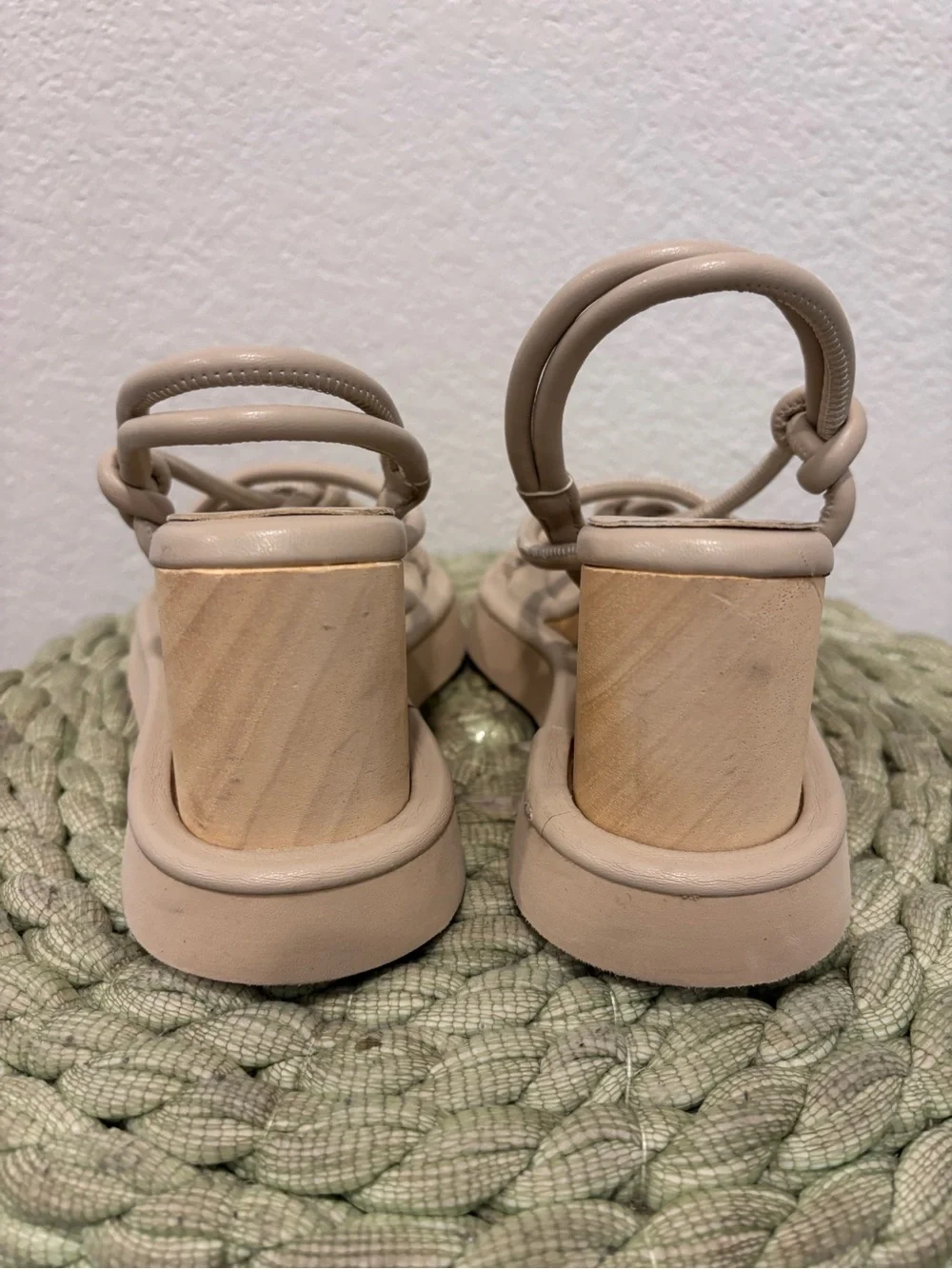 PALOMA BARCELÓ Tan Leather Strappy Slingback Wedge Sandals Size 7